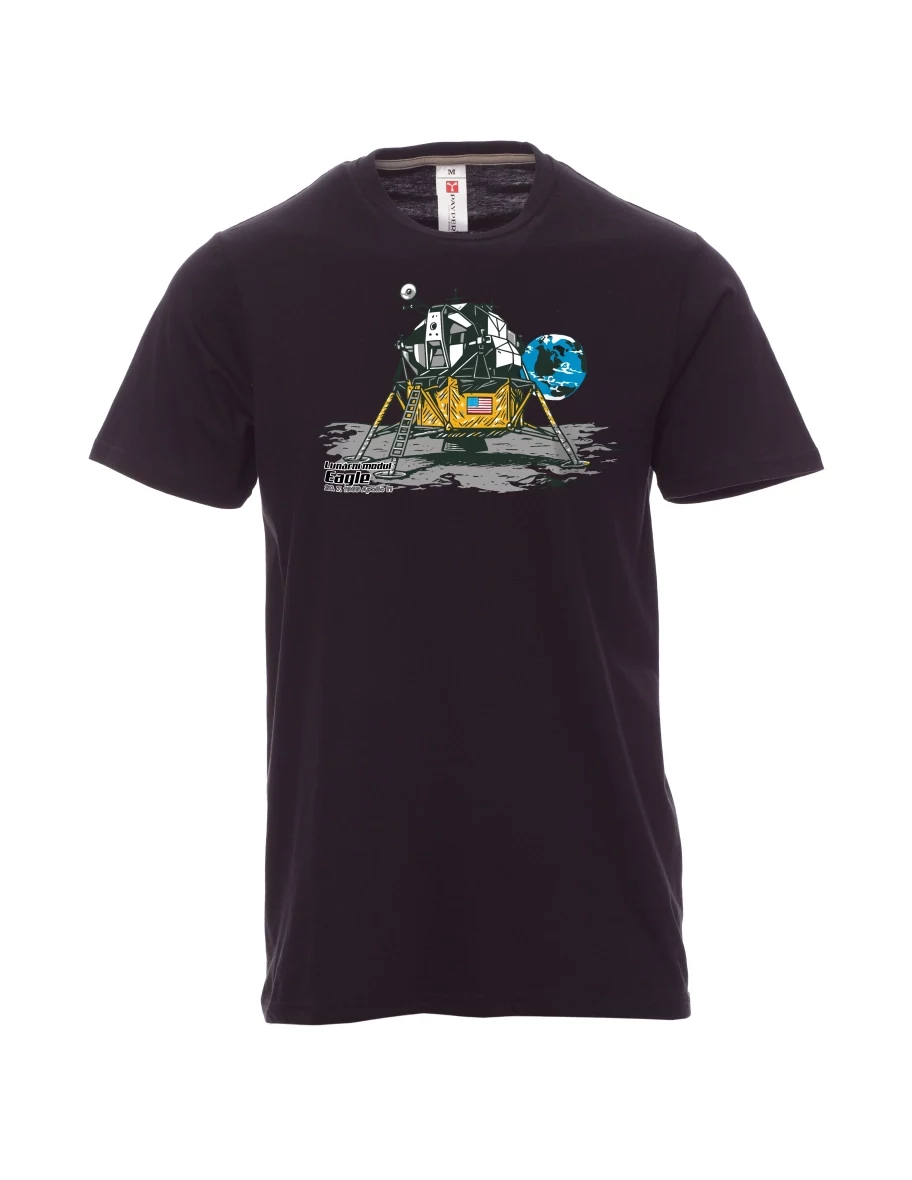 Męski t-shirt czarny Moduł księżycowy Eagle