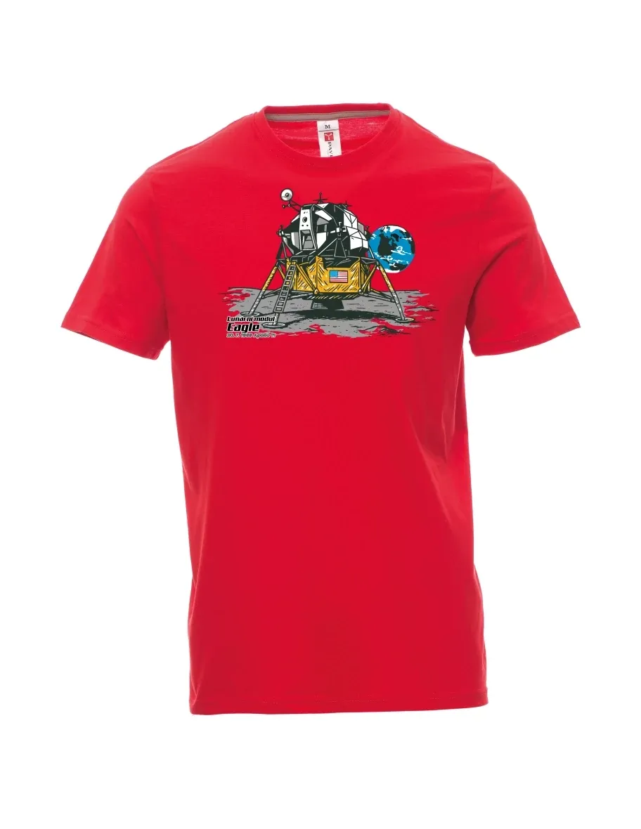 Męski t-shirt czerwony Moduł księżycowy Eagle