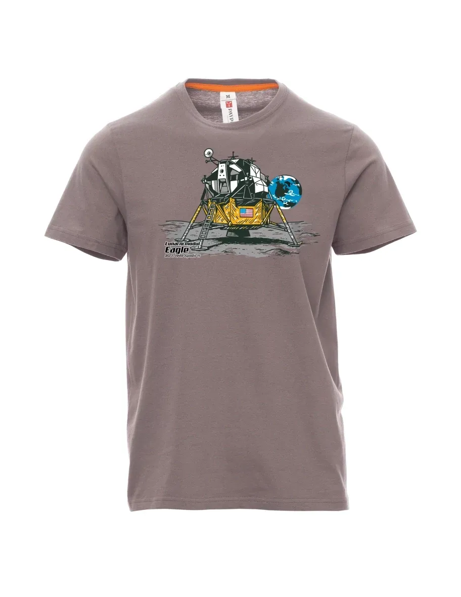 Męski t-shirt stalowa szarość Moduł księżycowy Eagle