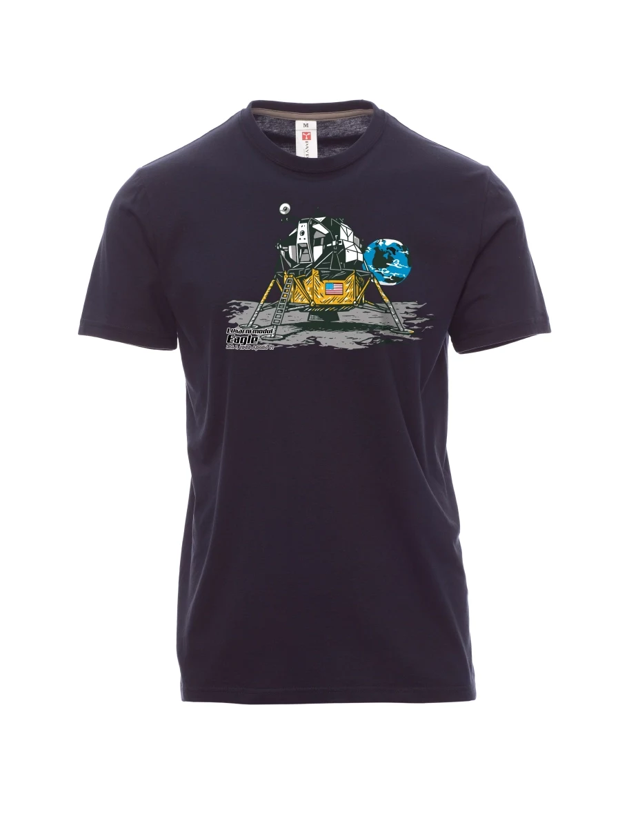Męski t-shirt marynarka wojenna Moduł księżycowy Eagle