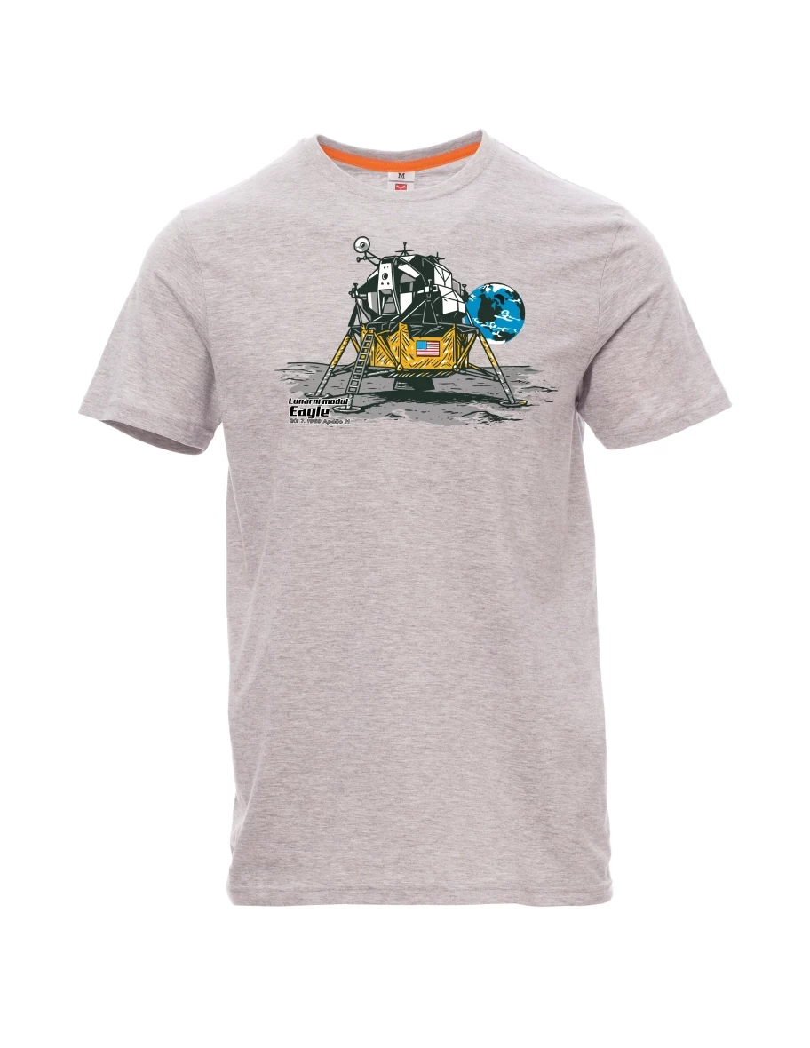 Męski t-shirt szary melanż Moduł księżycowy Eagle