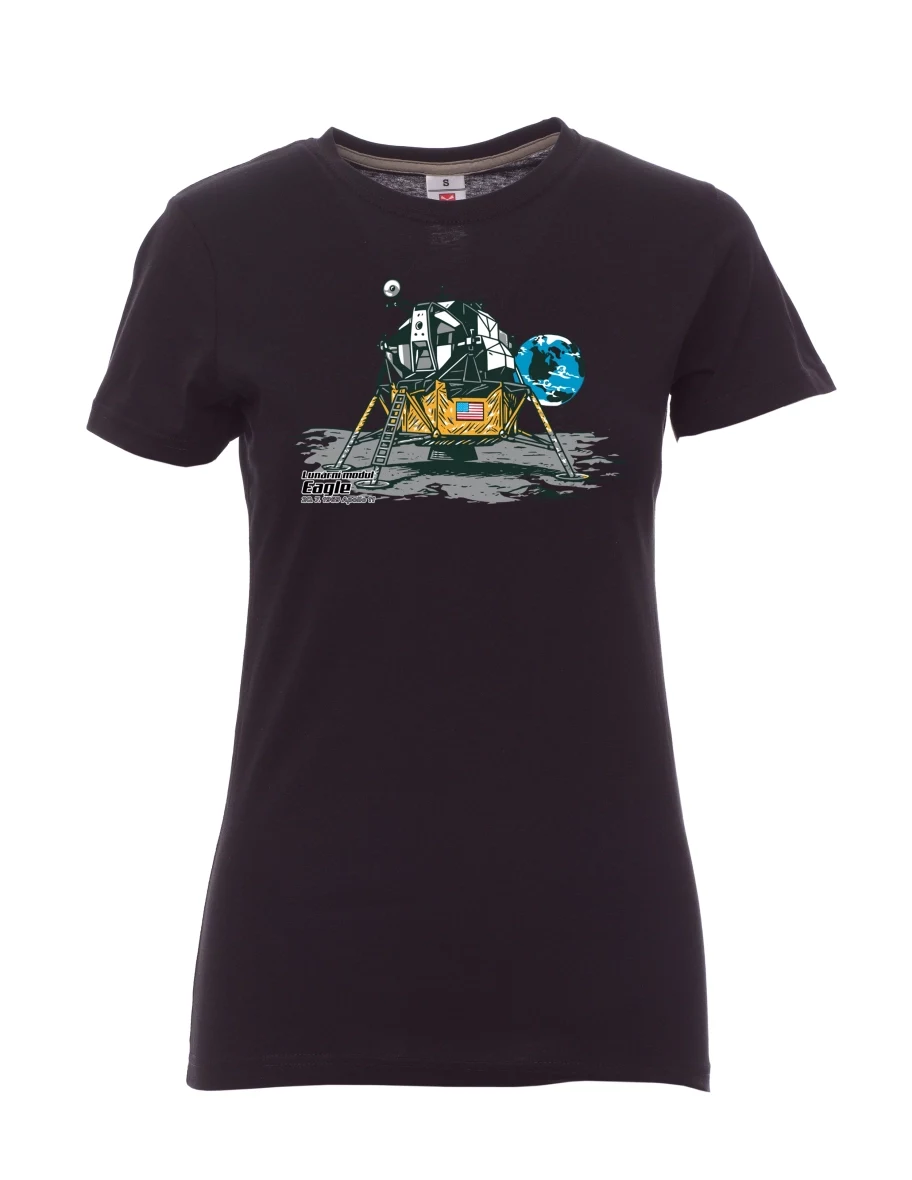 Damski t-shirt czarny Moduł księżycowy Eagle