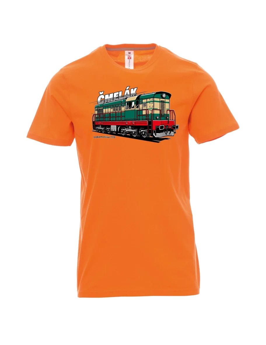 Męski t-shirt pomarańczowy Lokomotywa 770 „Čmelák“