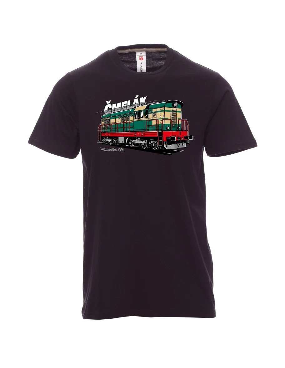 Męski t-shirt czarny Lokomotywa 770 „Čmelák“