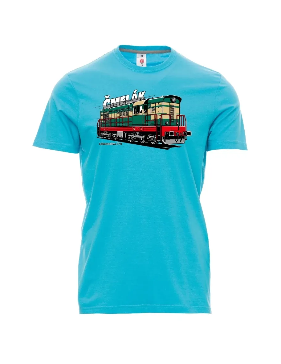 Męski t-shirt turkusowy Lokomotywa 770 „Čmelák“