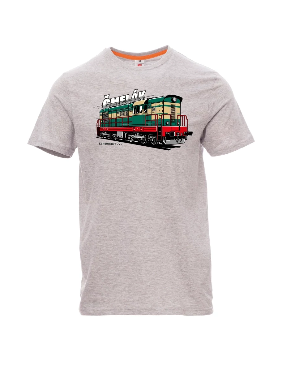 Męski t-shirt szary melanż Lokomotywa 770 „Čmelák“