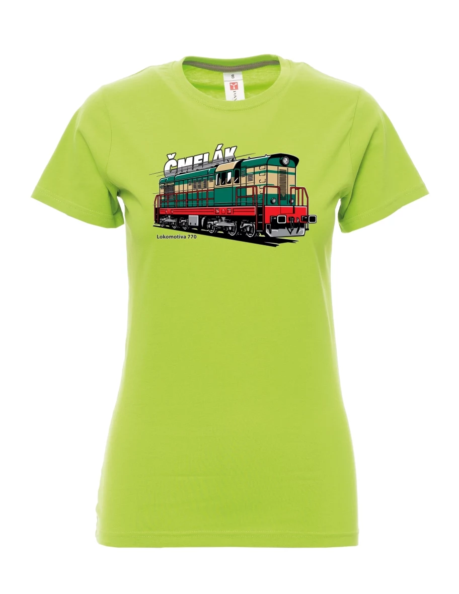 Damski t-shirt limetkowy Lokomotywa 770 „Čmelák“