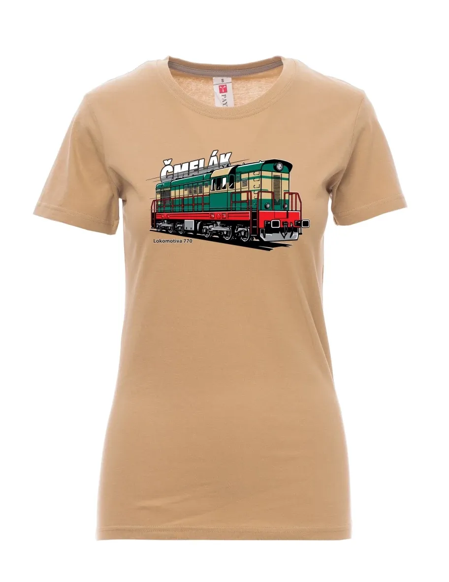 Damski t-shirt brązowy Lokomotywa 770 „Čmelák“