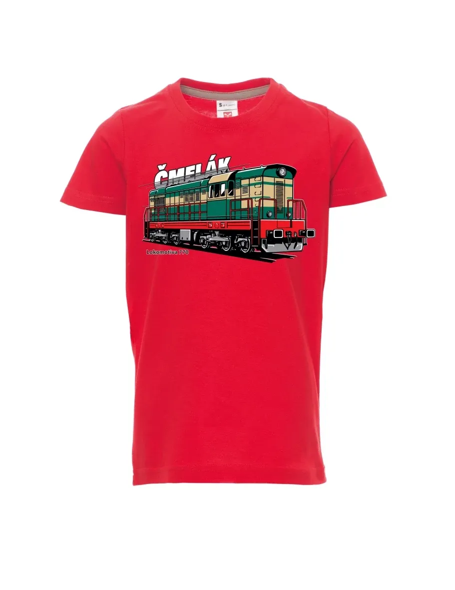 Dziecięcy t-shirt czerwony Lokomotywa 770 „Čmelák“
