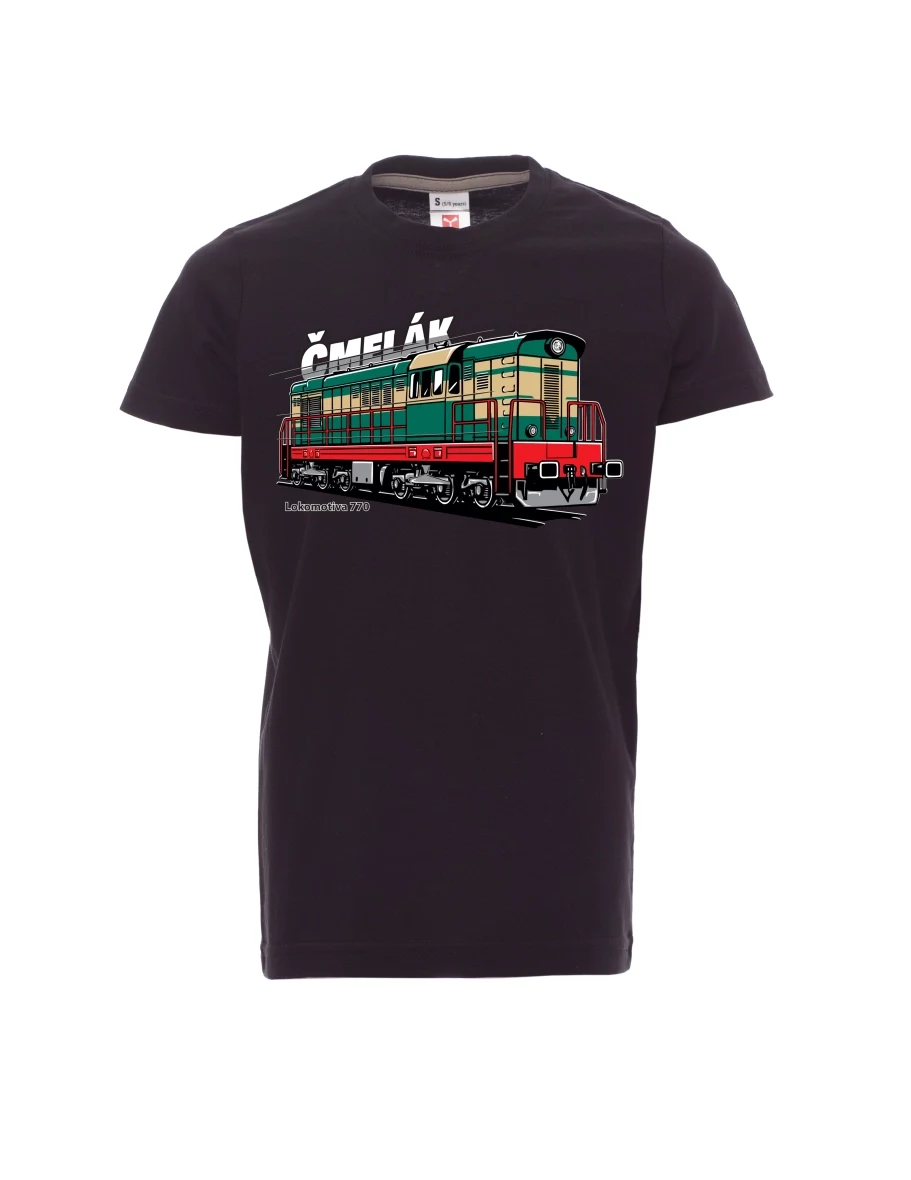 Dziecięcy t-shirt czarny Lokomotywa 770 „Čmelák“