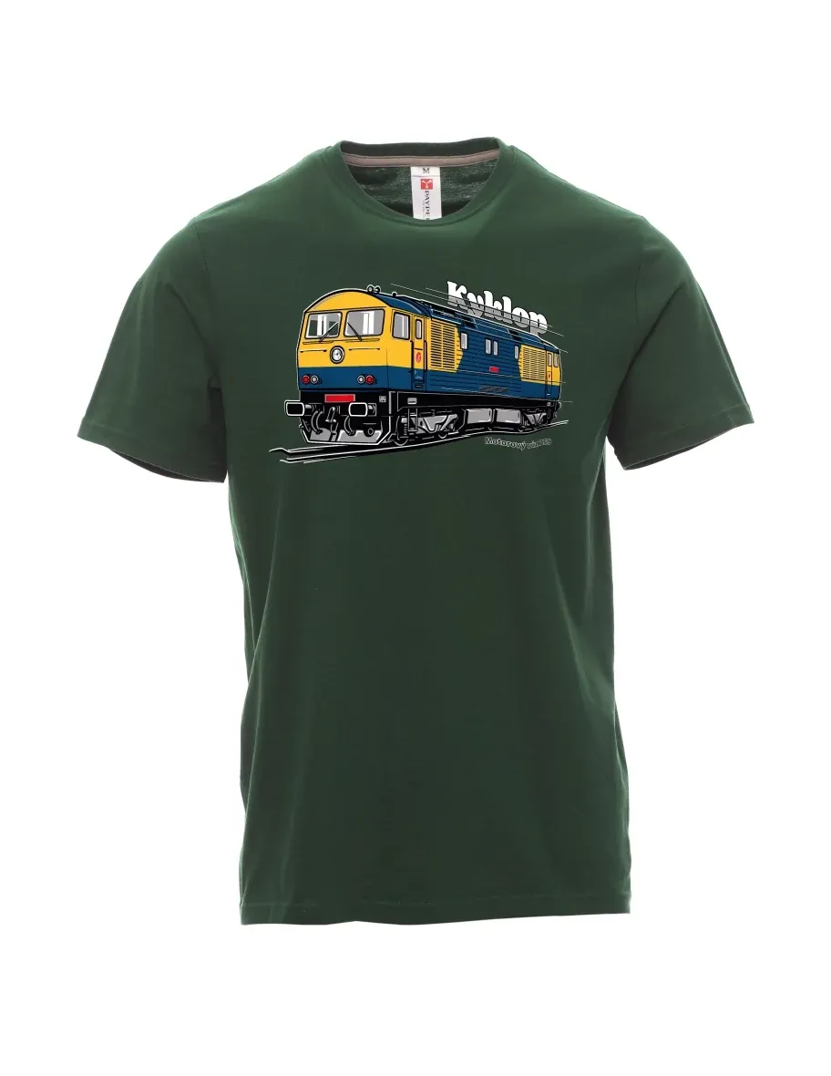 Męski t-shirt ciemnozielony Wagon silnikowy 759 „Kyklop“