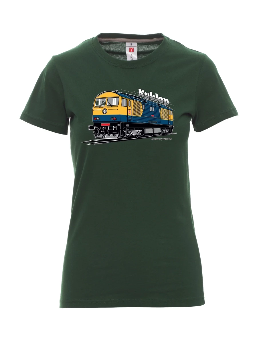 Damski t-shirt ciemnozielony Wagon silnikowy 759 „Kyklop“