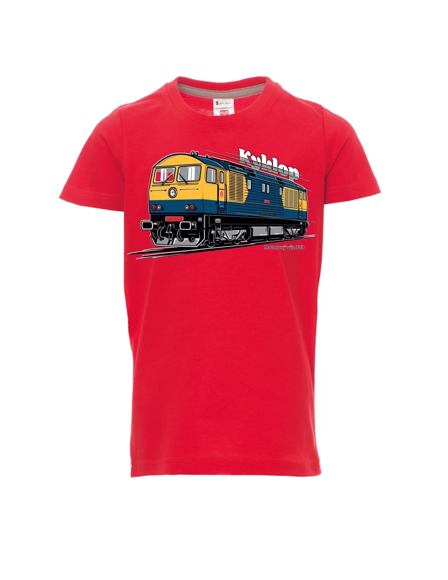 Dziecięcy t-shirt czerwony Wagon silnikowy 759 „Kyklop“