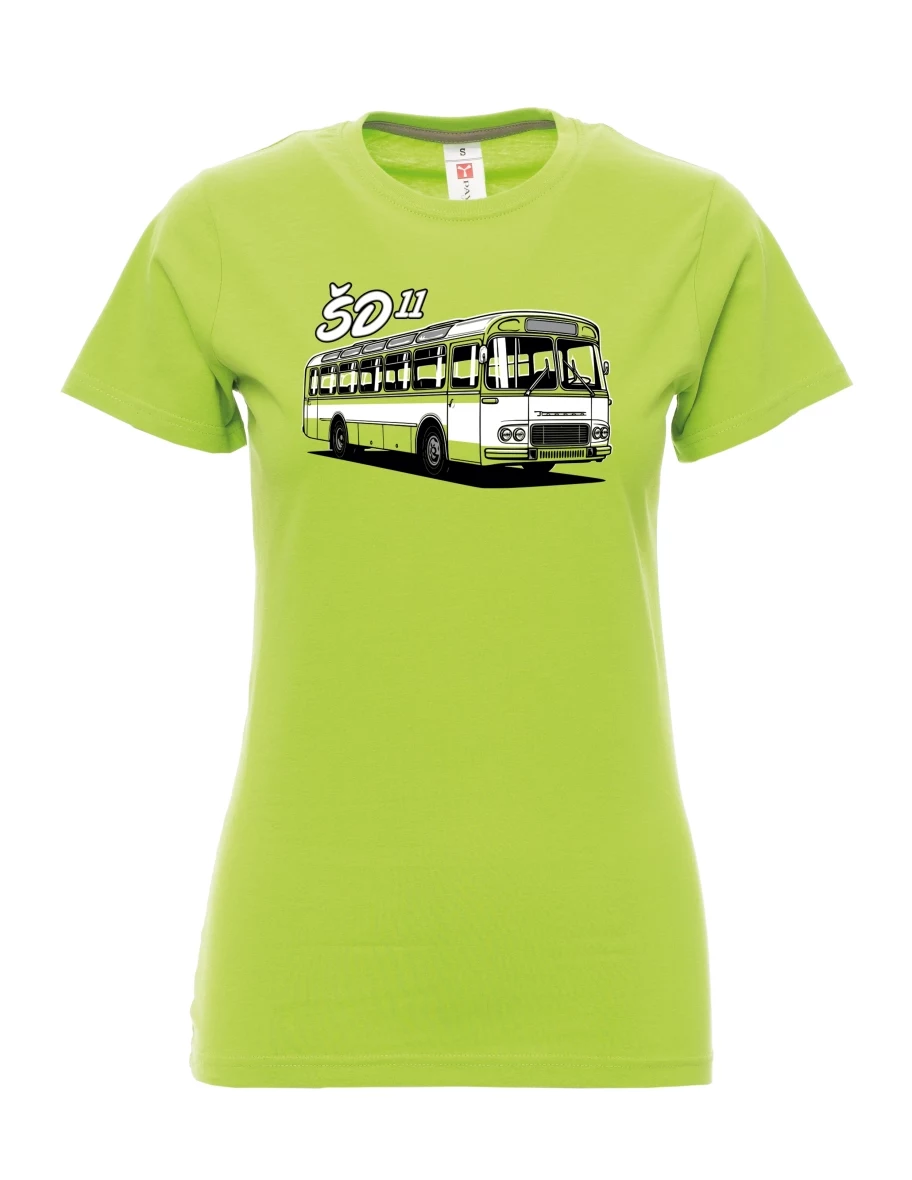 Damski t-shirt limetkowy Autobus ŠD 11
