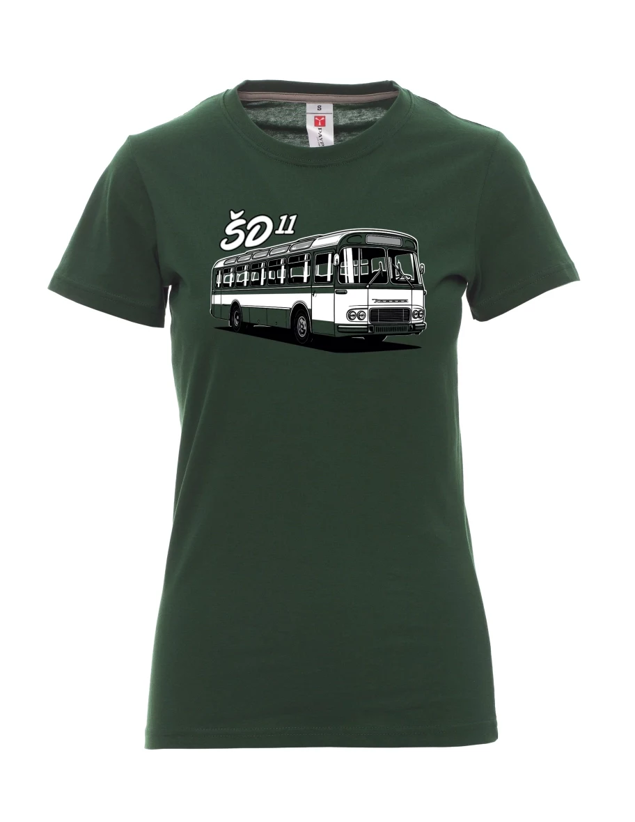Damski t-shirt ciemnozielony Autobus ŠD 11