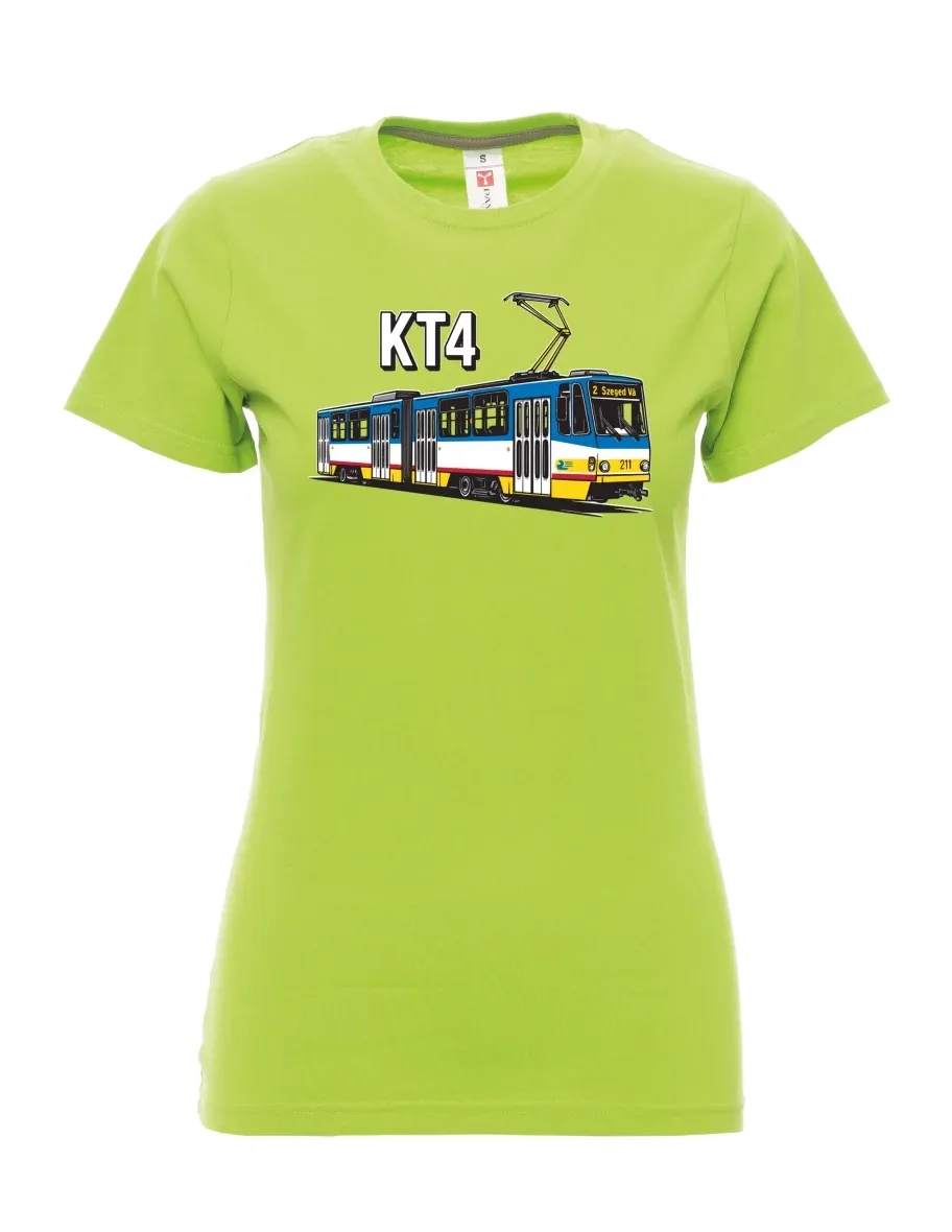 Damski t-shirt limetkowy Tramwaj KT4