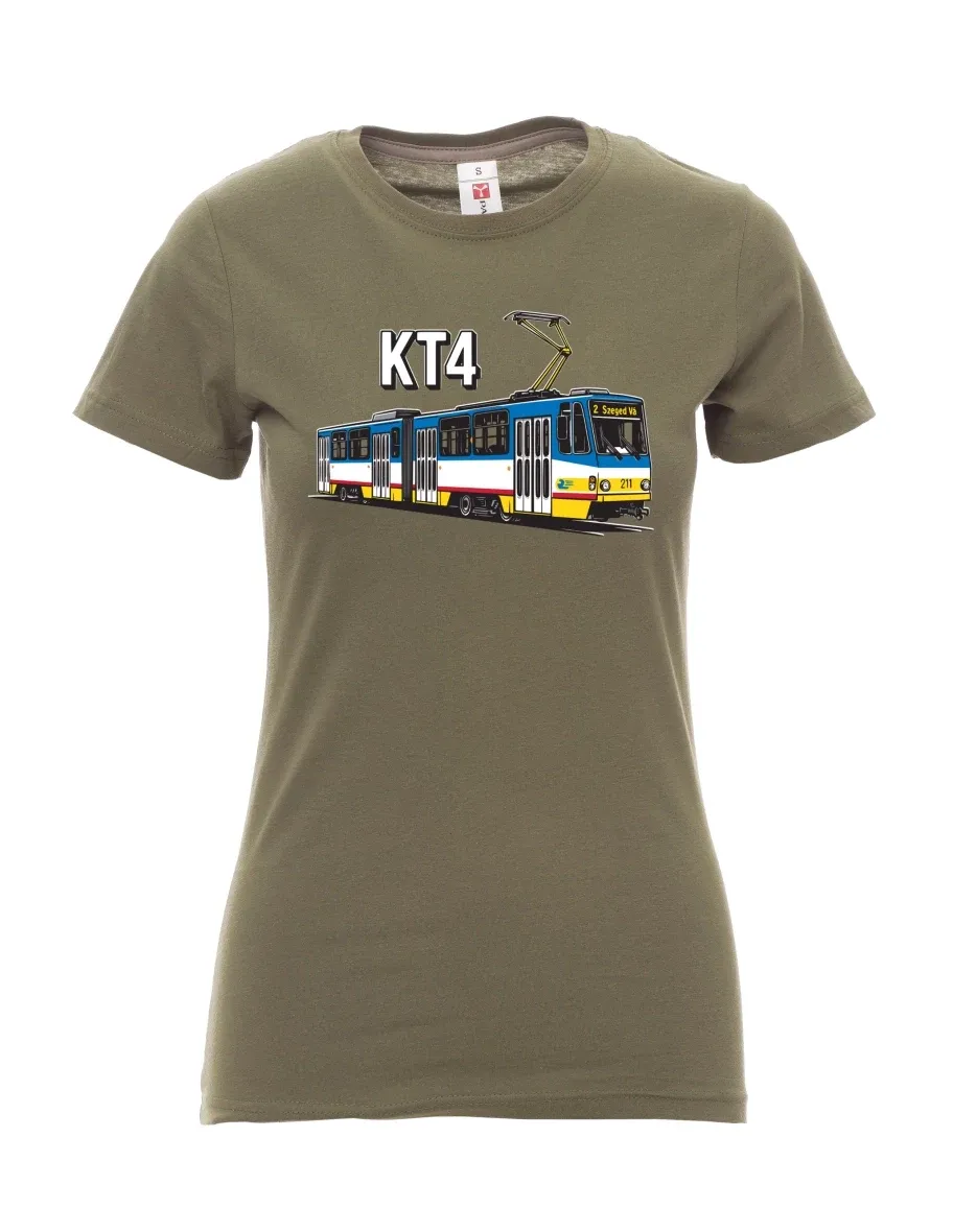 Damski t-shirt khaki Tramwaj KT4