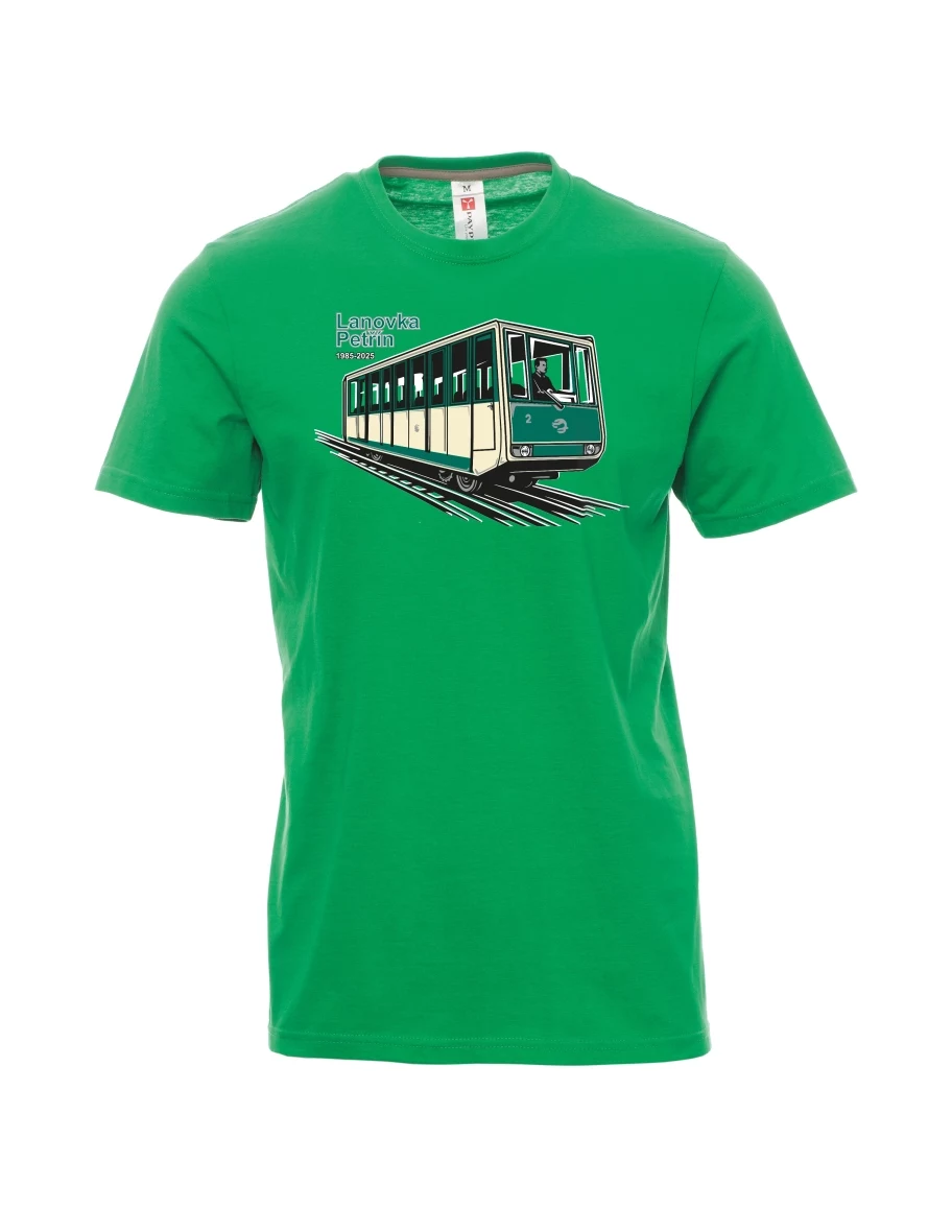 Męski t-shirt zielony Kolejka linowa Petřín