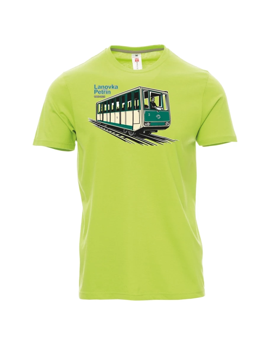 Męski t-shirt jasno zielony Kolejka linowa Petřín