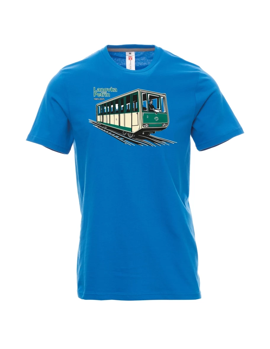 Męski t-shirt jasno niebieski Kolejka linowa Petřín