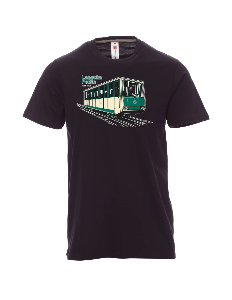 Męski t-shirt czarny Kolejka linowa Petřín
