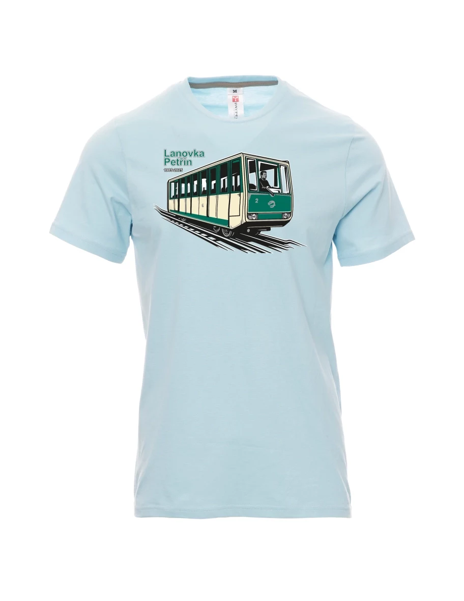 Męski t-shirt jasno niebieski Kolejka linowa Petřín