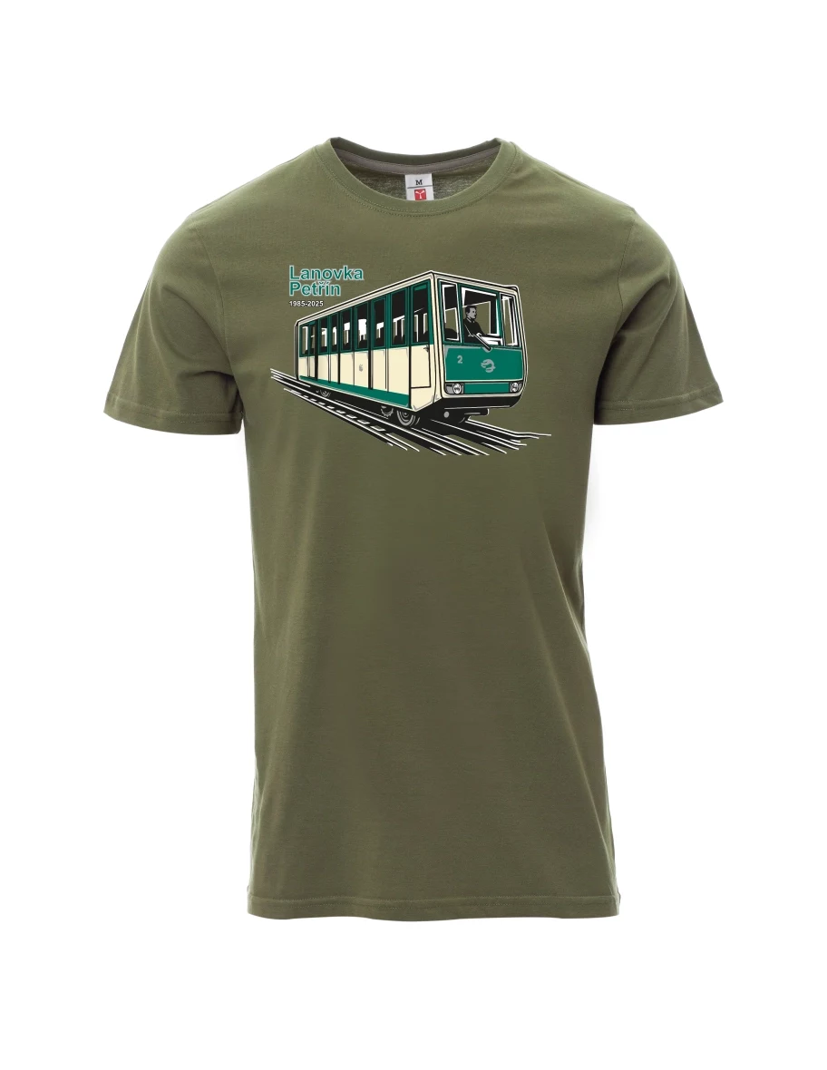 Męski t-shirt khaki Kolejka linowa Petřín