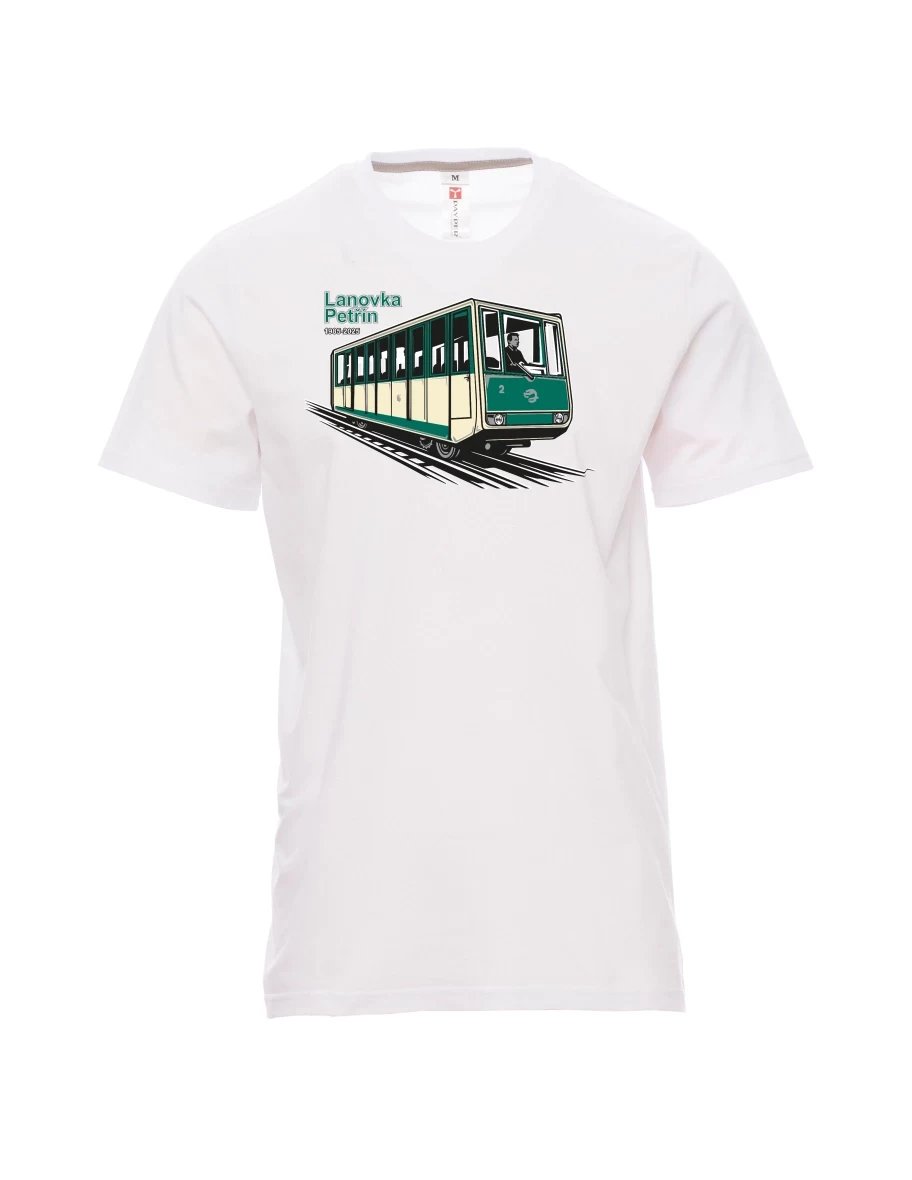 Męski t-shirt biały Kolejka linowa Petřín