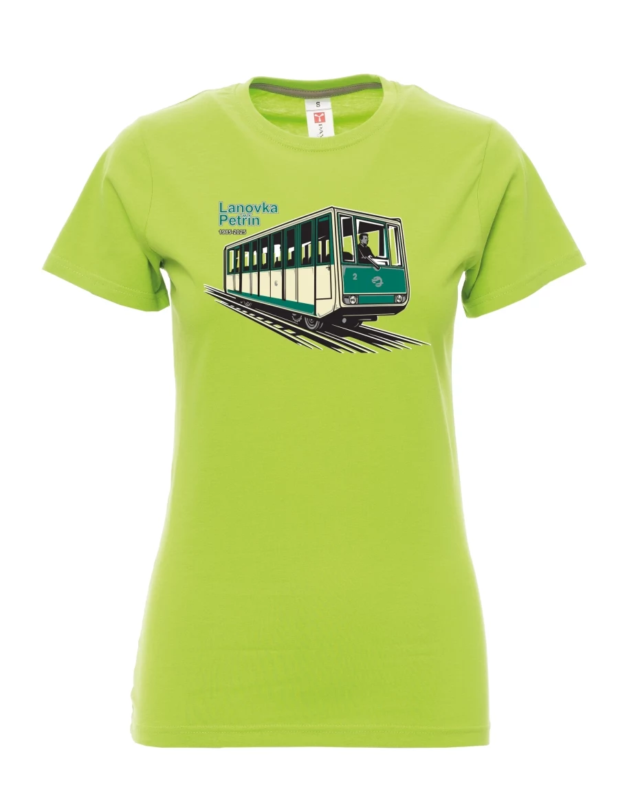 Damski t-shirt limetkowy Kolejka linowa Petřín