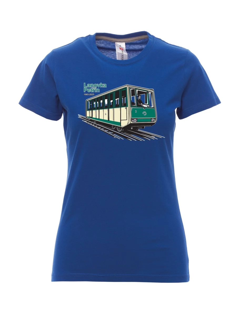 Damski t-shirt królewski niebieski Kolejka linowa Petřín