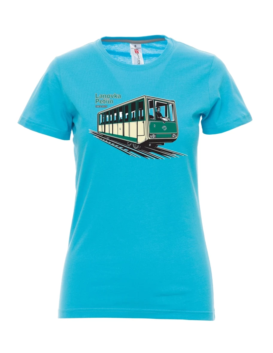 Damski t-shirt turkusowy Kolejka linowa Petřín