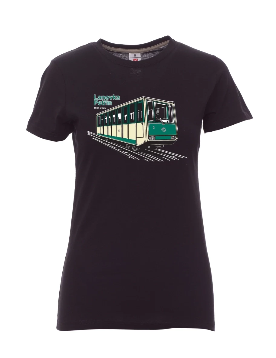 Damski t-shirt czarny Kolejka linowa Petřín