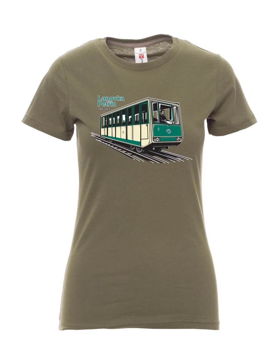 Damski t-shirt khaki Kolejka linowa Petřín