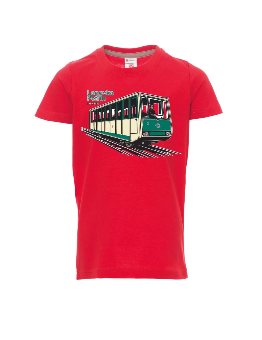 Dziecięcy t-shirt czerwony Kolejka linowa Petřín
