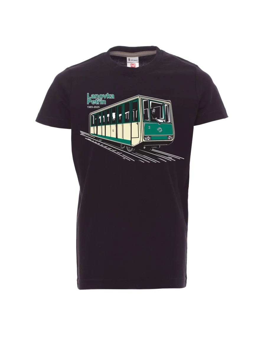 Dziecięcy t-shirt czarny Kolejka linowa Petřín