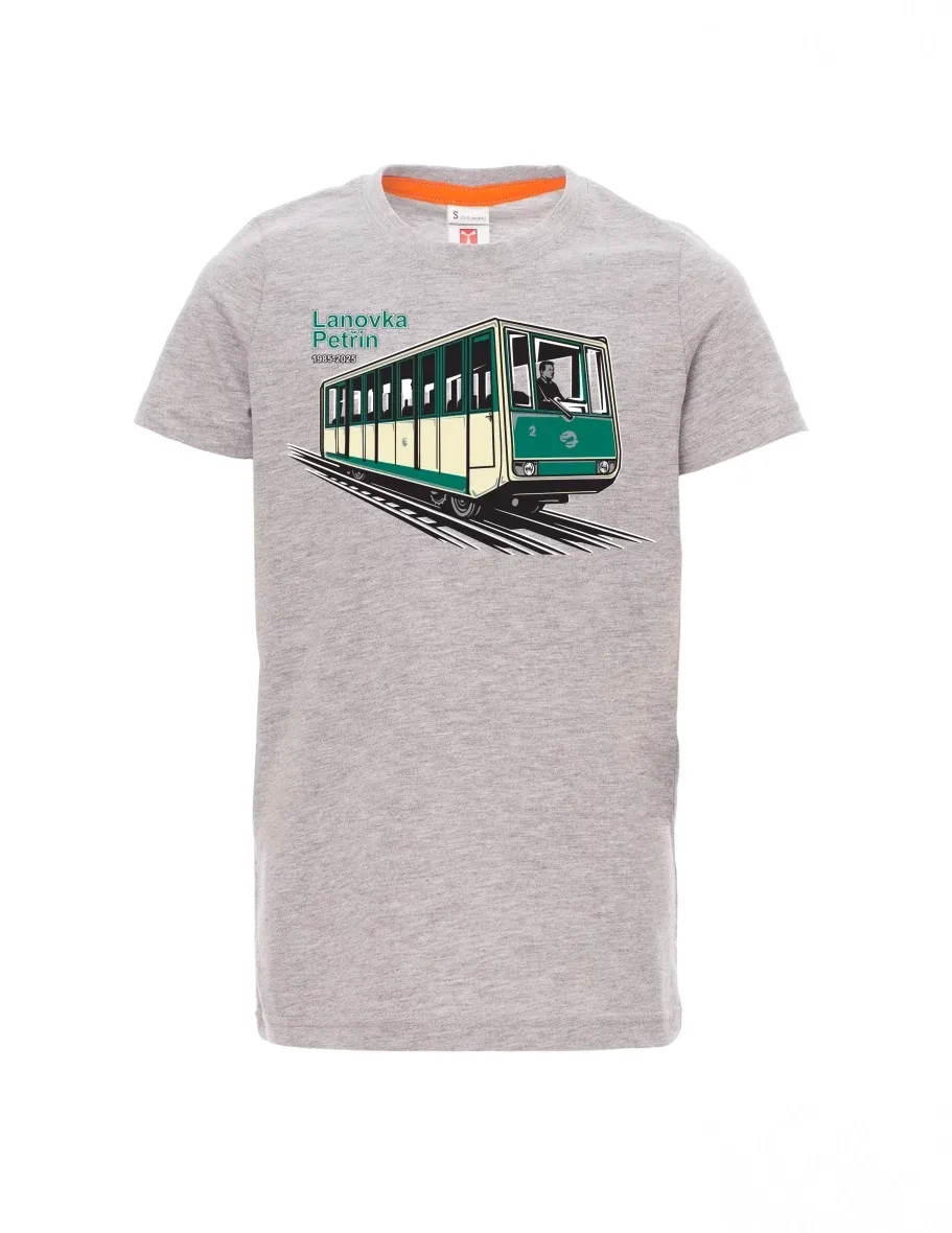 Dziecięcy t-shirt szary melange Kolejka linowa Petřín