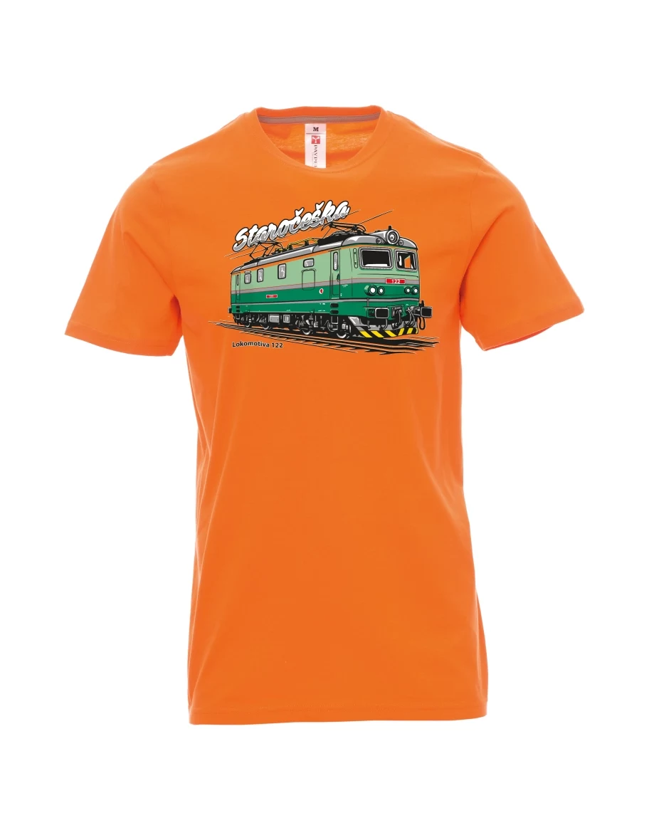 Męski t-shirt pomarańczowy Lokomotywa 122 „Staročeška“