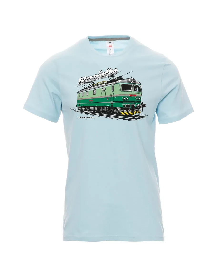 Męski t-shirt jasno niebieski Lokomotywa 122 „Staročeška“
