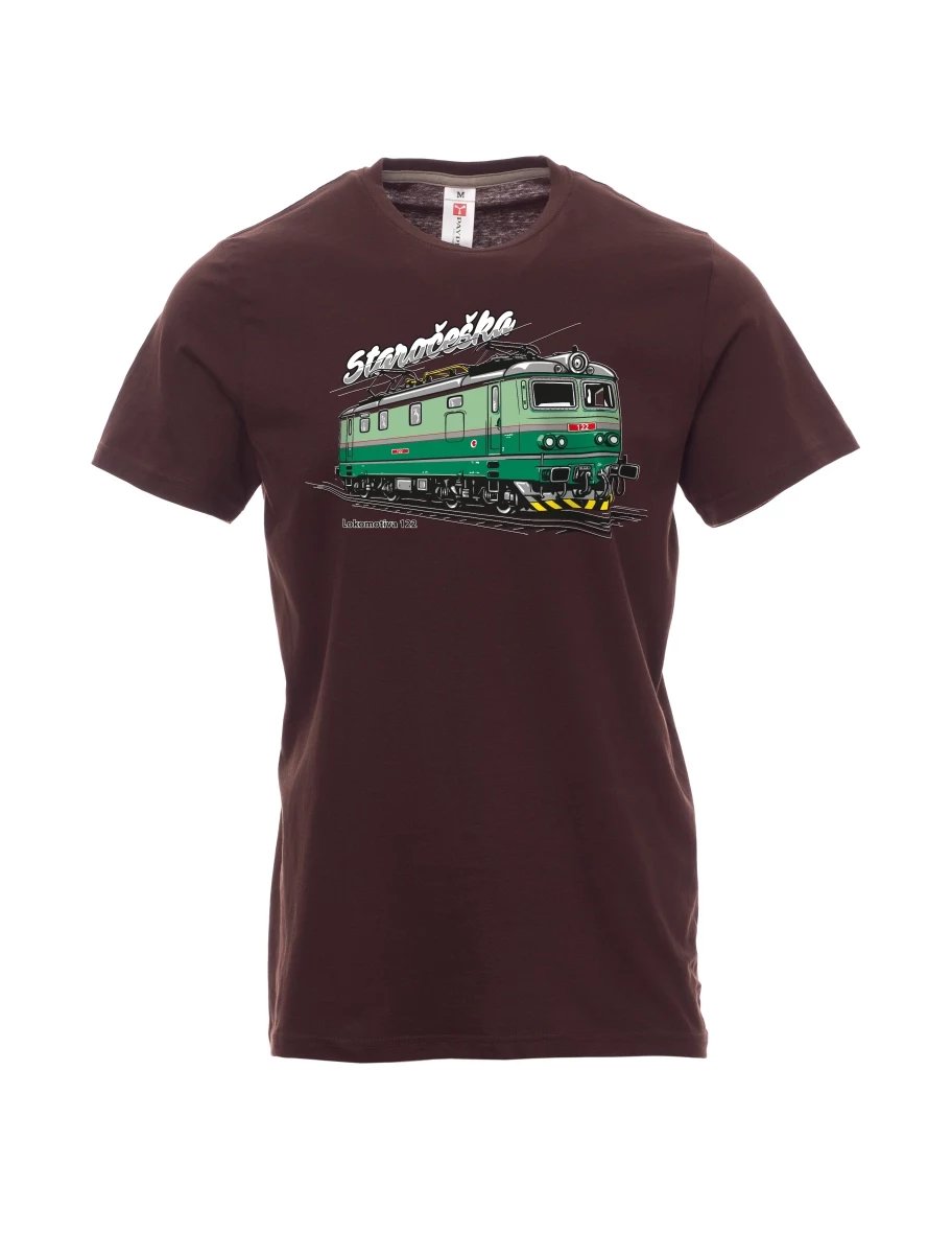 Męski t-shirt ciemny brąz Lokomotywa 122 „Staročeška“