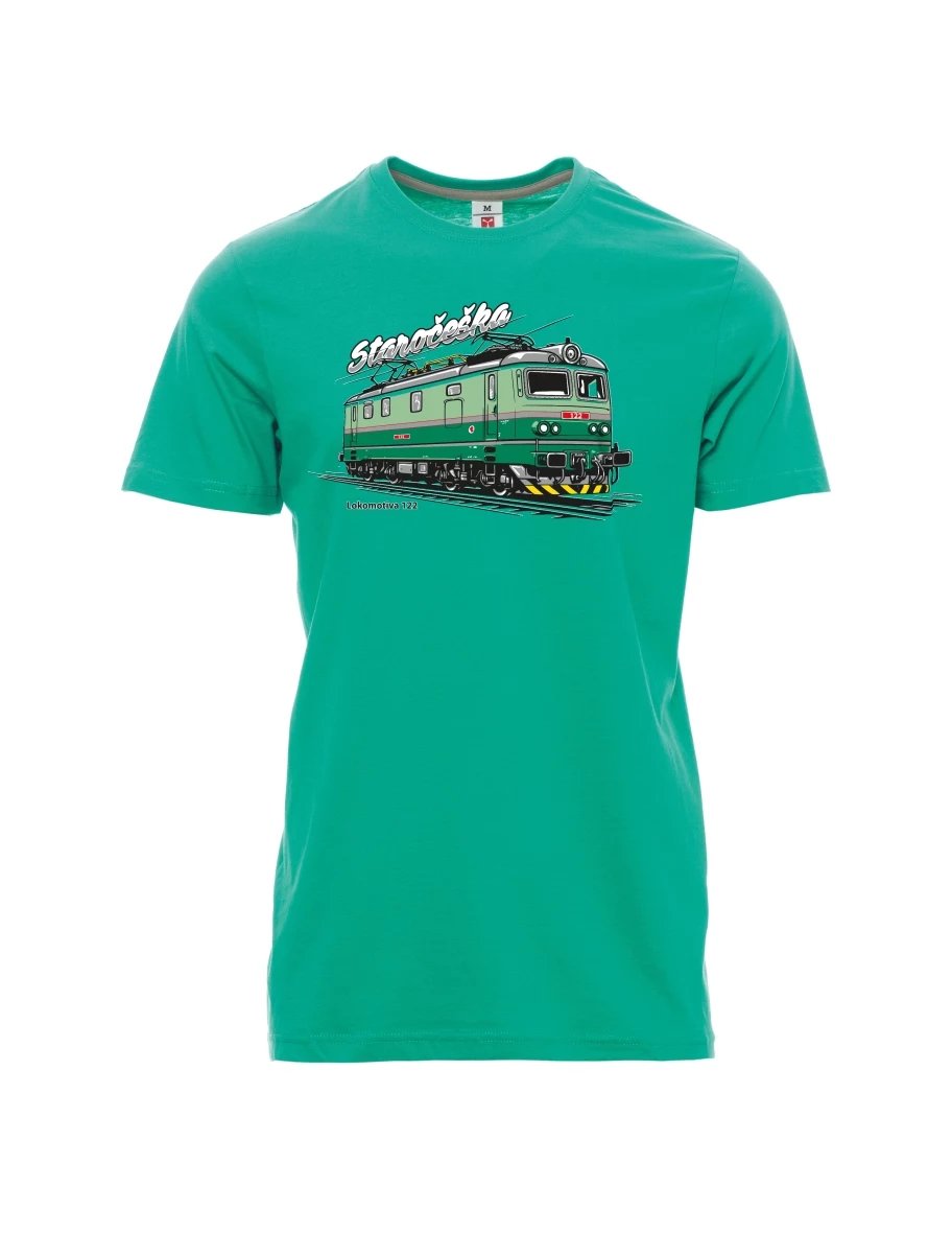 Męski t-shirt szmaragdy Lokomotywa 122 „Staročeška“