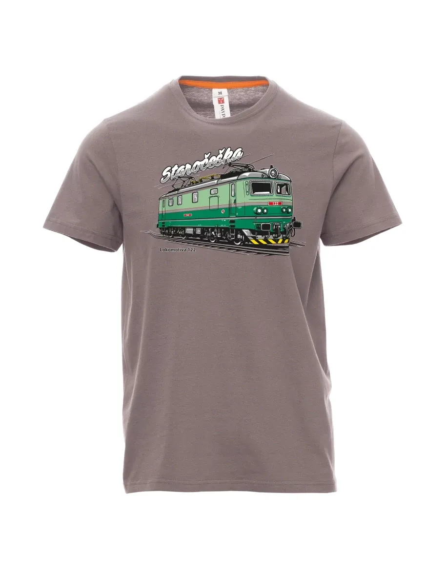 Męski t-shirt stalowa szarość Lokomotywa 122 „Staročeška“