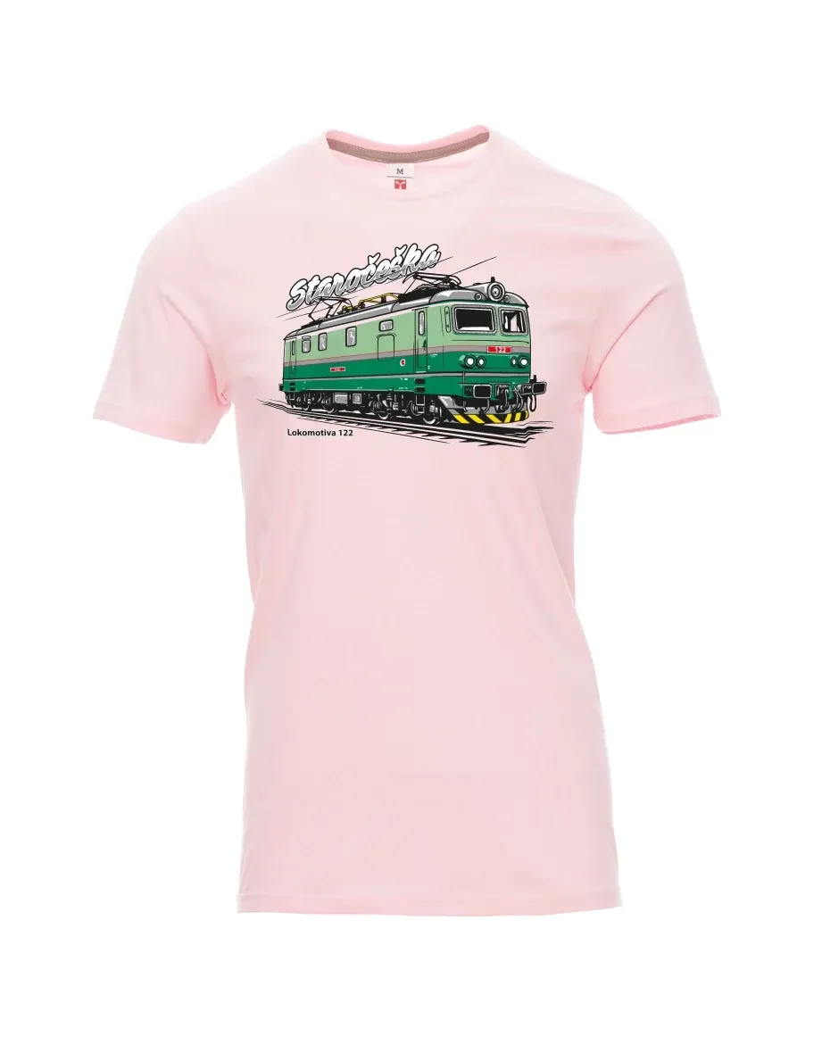 Męski t-shirt jasnoróżowy Lokomotywa 122 „Staročeška“