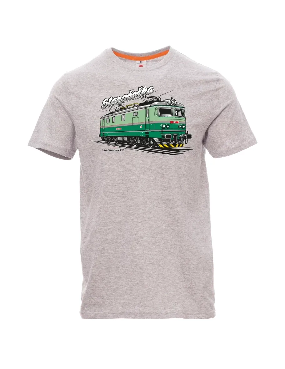 Męski t-shirt szary melanż Lokomotywa 122 „Staročeška“