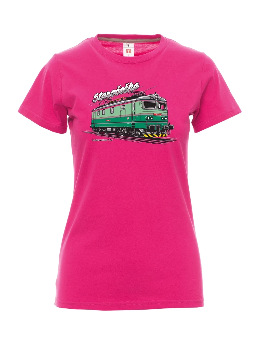 Damski t-shirt różowy Lokomotywa 122 „Staročeška“