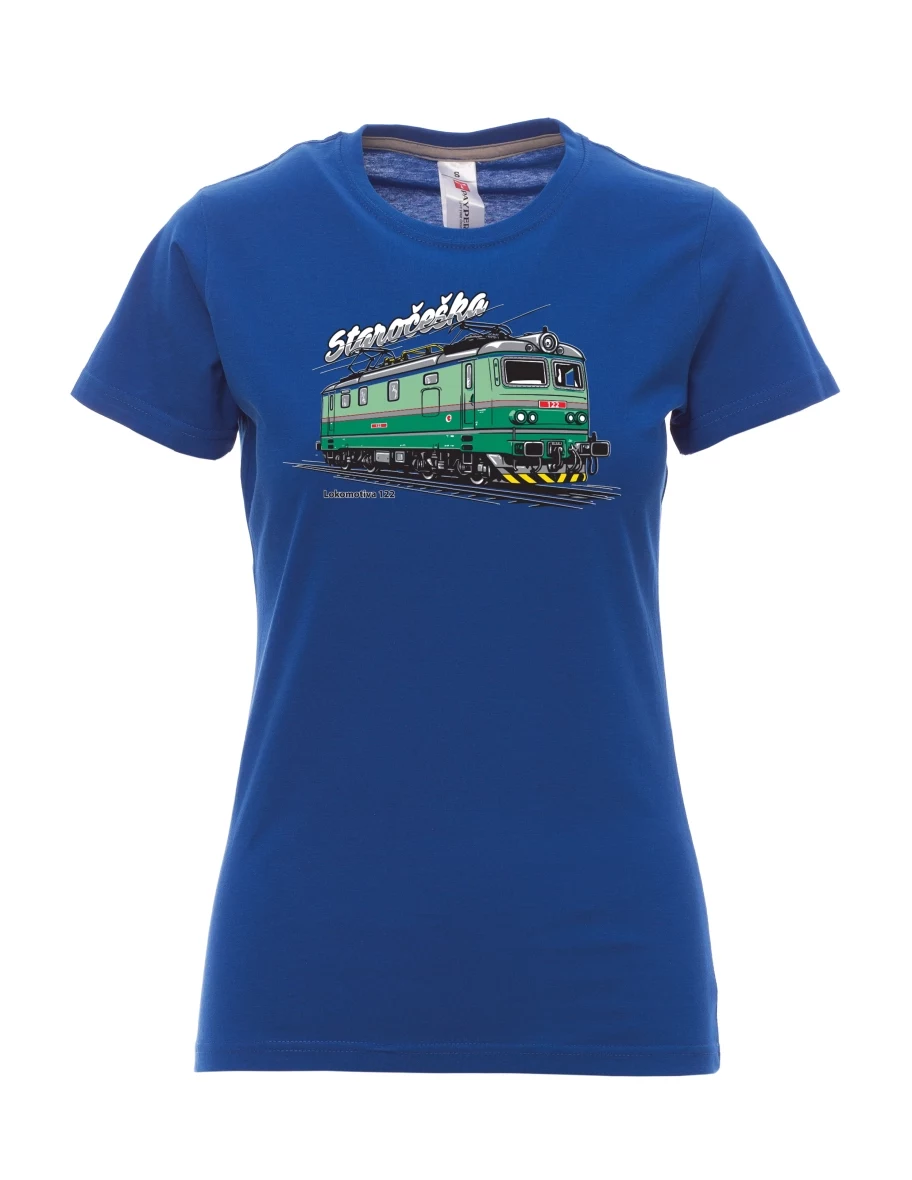 Damski t-shirt królewski niebieski Lokomotywa 122 „Staročeška“