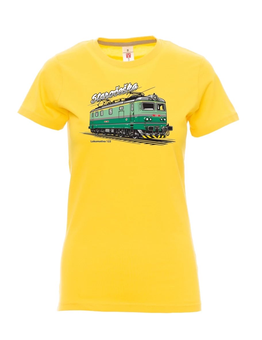 Damski t-shirt żółty Lokomotywa 122 „Staročeška“