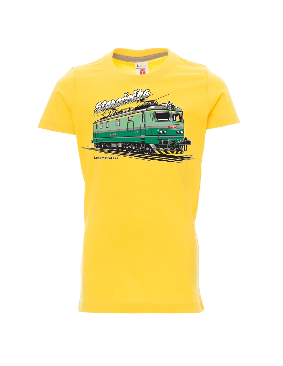Dziecięcy t-shirt żółty Lokomotywa 122 „Staročeška“