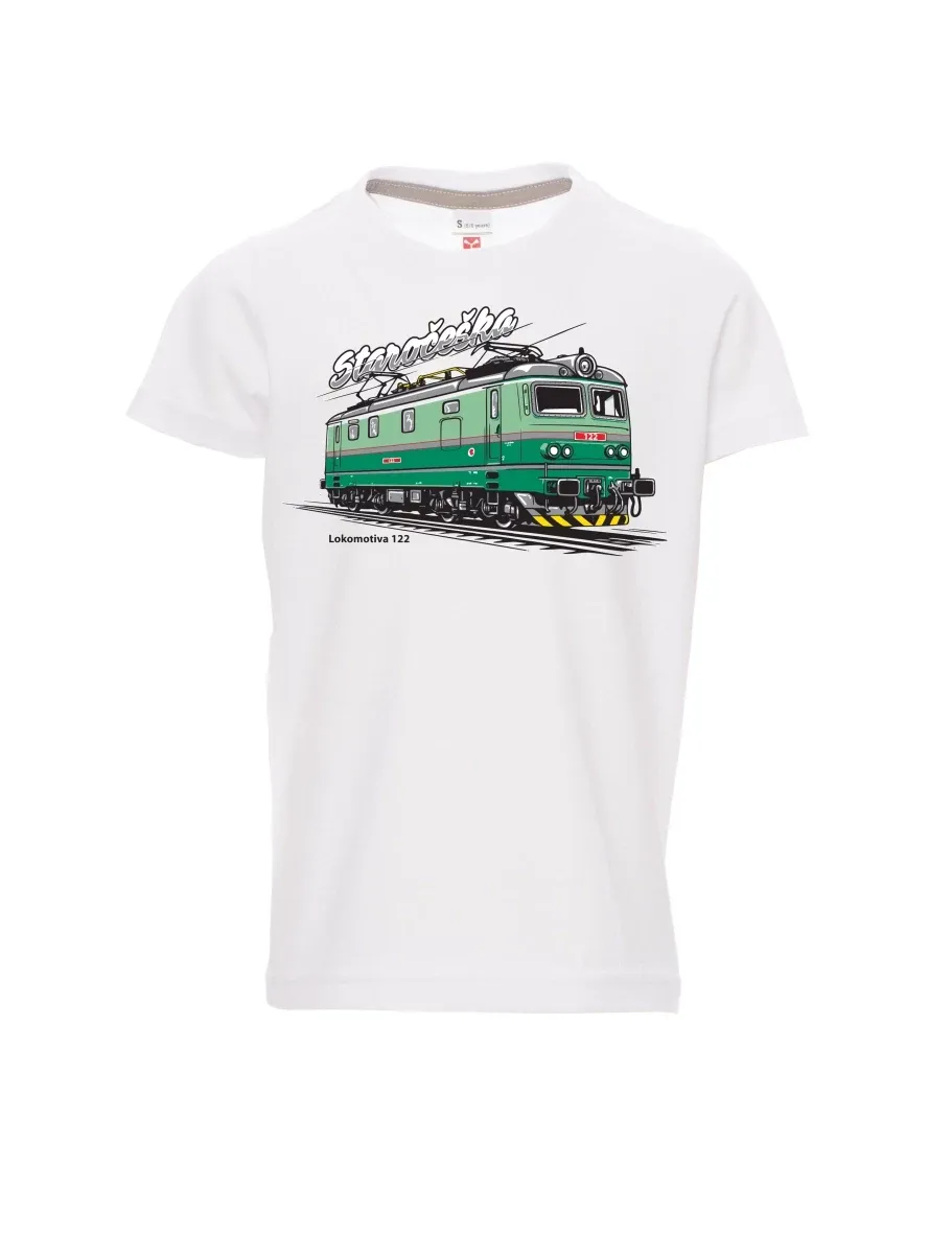 Dziecięcy t-shirt biały Lokomotywa 122 „Staročeška“