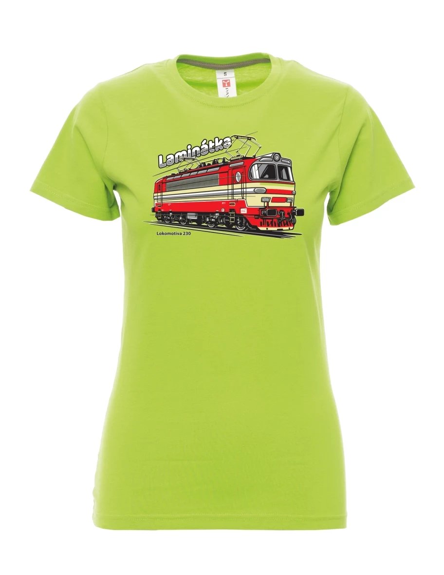 Damski t-shirt limetkowy Lokomotywa 230 „Laminátka“
