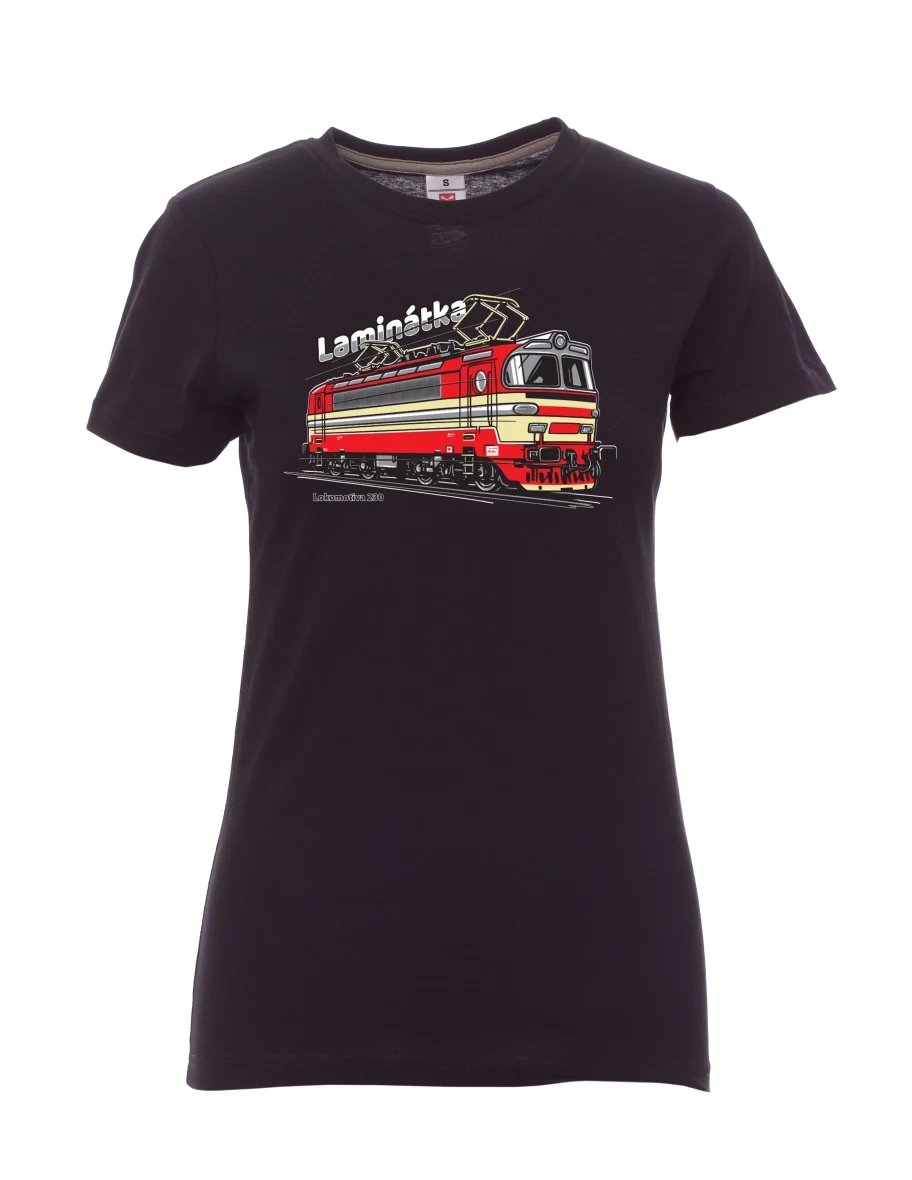 Damski t-shirt czarny Lokomotywa 230 „Laminátka“
